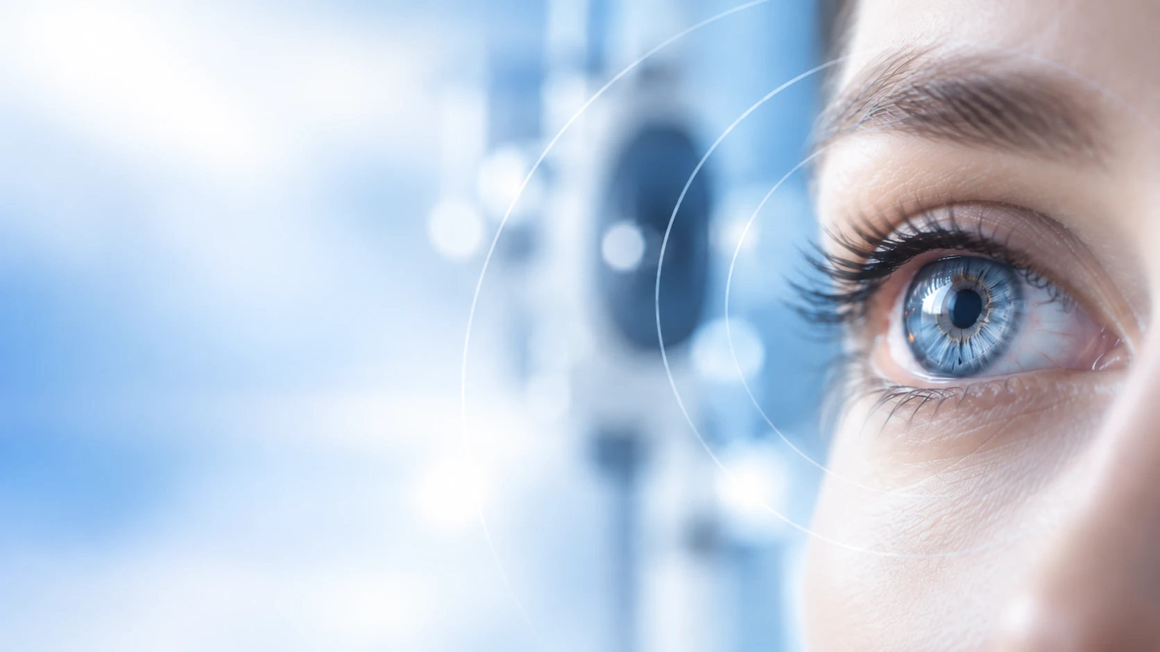 Dettaglio di un occhio e tecnologia visiva